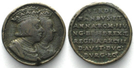 AUSTRIA. Medal 1531, Ferdinand I and Anna, copper, 30mm, VF
HAUS HABSBURG. RDR. Medaille 1531, Ferdinand I. und Anna, Kupfer, 30mm. Vermutlich später...