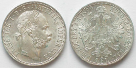 AUSTRIA. 1 Florin 1890, Franz Joseph I, silver, UNC
HAUS HABSBURG. K.u.K. 1 Gulden 1890, Franz Joseph I., Silber, prägefrisch! KM # 2222.
