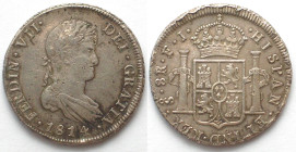 CHILE. 8 Reales 1814 FJ, Santiago, Fernando VII, silver, AU
KM # 80.