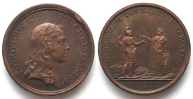 1650. LEVÉE DU SIÈGE DE GUISE.
AE Medaille par Jean Mauger (1648-1722). 41mm, 40.6g. HISPANORUM COMMEATU INTERCEPTO - GUSIA LIBERATA - I JULII MDCL. ...