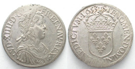 FRANCE. Ecu 1653 S, Troyes mint, Louis XV, silver, AU!
Gadoury 202, KM # 155.12. Common traces of adjustment near rim as depicted. / Ecu 1653 S, atel...