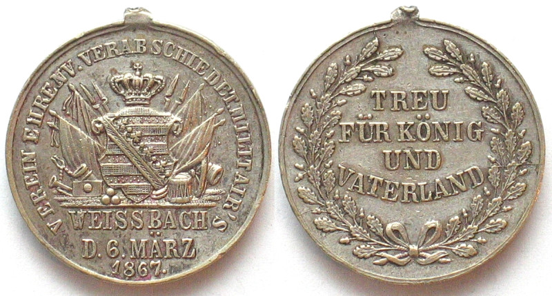 SAXONY. Albertine, Military silver medal 1867, WEISSBACH, scarce!
SACHSEN. Weis...