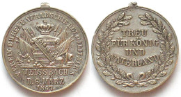 SAXONY. Albertine, Military silver medal 1867, WEISSBACH, scarce!
SACHSEN. Weissbach, silberne Verdienstmedaille 1867, TREU FÜR KÖNIG UND VATERLAND, ...