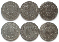 GERMANY. Notgeld, Berleburg (Westfalen), 3 x 10 Pfennig 1918, iron, AU, scarce!
Funck 38.1A