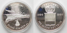 GERMANY. Federal Republic, Medal 1990, 100 YEARS GERMAN HELGOLAND, silver, 40mm, Proof
HELGOLAND 1890-1990 100 JAHRE DEUTSCH / RÜM HART KLOAR KIMMEN,...