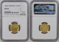 GREAT BRITAIN. 1/2 Sovereign 1860, VICTORIA, gold NGC AU 55
KM # 735.1, Weight: 3.99 g Fineness: 917 ‰ ( 3.66 g fine)