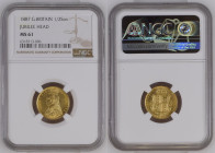 GREAT BRITAIN. 1/2 Sovereign 1887, VICTORIA, gold NGC MS 61
KM # 766, Weight: 3.99 g Fineness: 917 ‰ ( 3.66 g fine)
