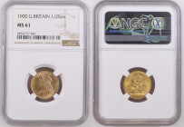 GREAT BRITAIN. 1/2 Sovereign 1900, VICTORIA, gold NGC MS 61
KM # 784, Weight: 3.99 g Fineness: 917 ‰ ( 3.66 g fine)