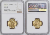 GREAT BRITAIN. Sovereign 1914, GEORGE V, gold NGC MS 62
KM # 820, Weight: 7.99 g Fineness: 917 ‰ ( 7.33 g fine)