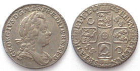 GREAT BRITAIN. 1723 SSC Sixpence, GEORGE I, silver, AU
KM 553.2