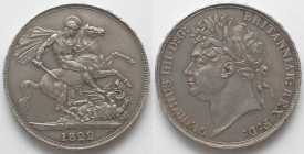 GREAT BRITAIN. Crown 1822, TERTIO, GEORGE IV, silver, AU
KM 680.2. Rare in this condition! Tiny edge nicks as depicted