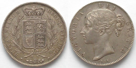 GREAT BRITAIN. Crown 1845, ANNO VIII VICTORIA silver XF/AU
KM # 741.