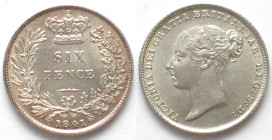 GREAT BRITAIN. 1841 Sixpence, VICTORIA, silver, BU
KM # 733.1