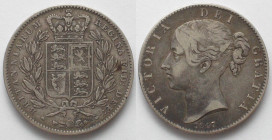 GREAT BRITAIN. Crown 1847, ANNO XI, VICTORIA, silver, VF+
KM # 741. Small edge nick as depicted