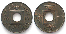 HONG KONG. 1 Mil 1863, VICTORIA, bronze, UNC
KM # 1. Slight die crack