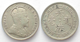 HONG KONG. 20 Cents 1904, Edward VII, silver, AU!
KM # 14.