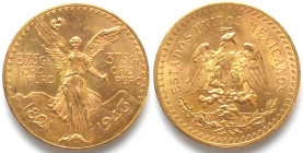MEXICO. 50 Pesos 1943 Mo, gold, UNC
KM # 482. Weight: 41.67 g Fineness: 900 ‰ ( 37.50 g fine)