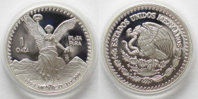 MEXICO. 1 Onza 1994 Mo, LIBERTAD, silver, 1 ounce, PROOF, key date!
KM # 494.4. Mintage: 5,002