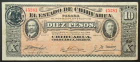 MEXICO. Revolutionary, Chihuahua, 10 Pesos, D. 1914, Series D, VF
P # S533.