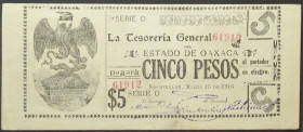 MEXICO. Revolutionary. Oaxaca, 5 Pesos 15.3.1916, UNC-!
P # S 949.