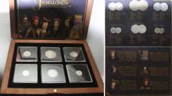 POLAND. Silver Set "The Power of the Jagiellonians" (6)
Collection of 6 genuine historic coins in a very representative wooden box with descriptions:...