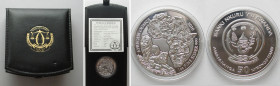 RWANDA. 50 Francs 2010, Lion, African Ounce, silver, 1 oz Proof 
w. box & COA