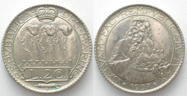 SAN MARINO. 20 Lire 1937, silver, AU/UNC
KM # 11a.