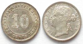 STRAITS SETTLEMENTS. 10 Cents 1891, Victoria, silver, UNC-!
KM # 11