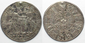 ZÜRICH. Halber Bundestaler v. Stampfer o.J. (1550-1560) auf den Rütlischwur. Geprägt! Silber. RRR! vz(XF)
Gewicht / weight / poids: 6.8g (Vierteltale...