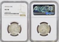 US. 1915 D BARBER QUARTER, silver, NGC AU 58
KM # 145