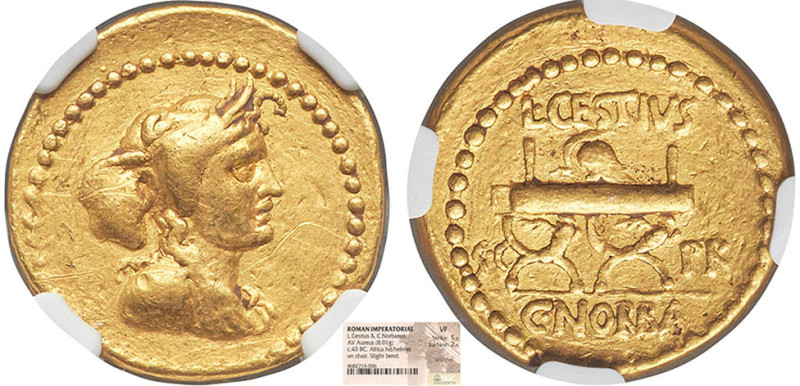 RÉPUBLIQUE (-280/-41)
C.Norbanus & L. Cestius (-43) : Aureus au buste de l'Afri...
