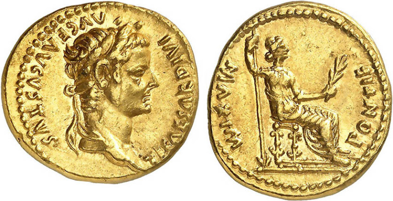 TIBÈRE (14-37)
Aureus : Livie assise à droite, tenant un sceptre & une fleur
 ...
