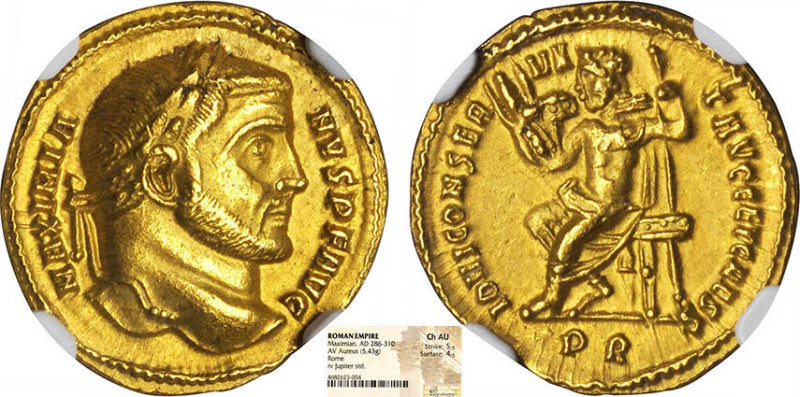 GALÈRE MAXIMIEN (305-311)
Aureus : Jupiter assis sur un trône à gauche tenant l...