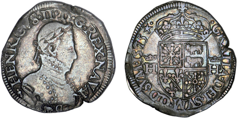 BÉARN, seigneurie
Henri II (1572-1589) : Teston d'argent
1575 - TTB 40 (TTB+)...