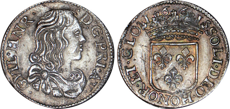 ORANGE, principauté
Guillaume-Henri de Nassau (1650-1702) : 1/12 d'écu d'argent...