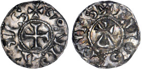 LYONNAIS
Rois de Bourgogne, Conrad le Pacifique (937-979) : Denier d'argent
 - TTB 40 (TTB+)
Rare !


B 1126, DF 2525, P 112-21, PR 634-7, MG 16...