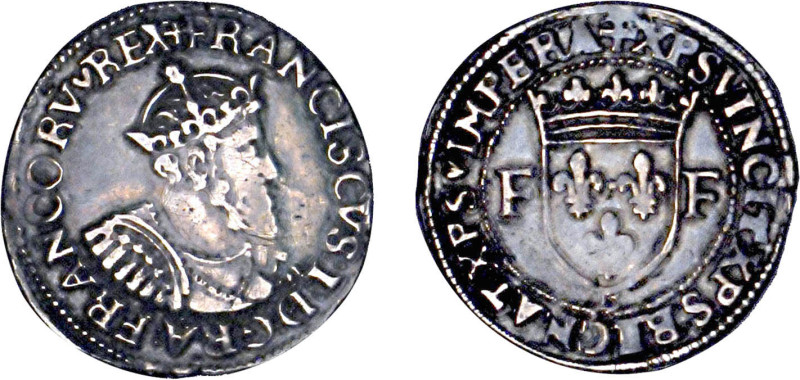 FRANÇOIS Ier (1515-1547)
Teston 28e type : Rouen, variété au collier
 B - TTB ...