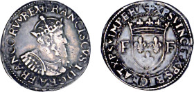 FRANÇOIS Ier (1515-1547)
Teston 28e type : Rouen, variété au collier
 B - TTB 35 (TTB)
Rare surtout en l'état !


D 910a
ROUEN - ARGENT - 9,50g...