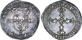 HENRI IV le Grand (1589-1610)
1/4 d'écu 2e type, variété : écu de face
1603 & - TTB 30 (TTB-)
Rare !


D 1224b
AIX EN PROVENCE - ARGENT - 9,64g...