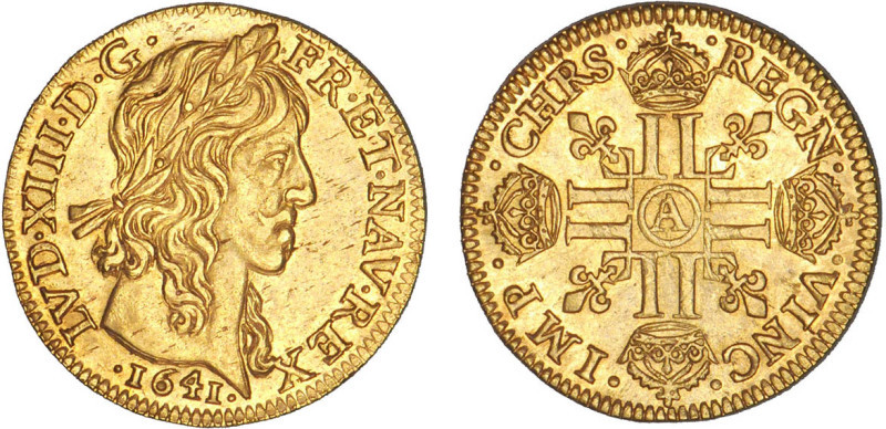 LOUIS XIII le Juste (1610-1643)
Louis d'or à la croix & à la mèche longue
1641...