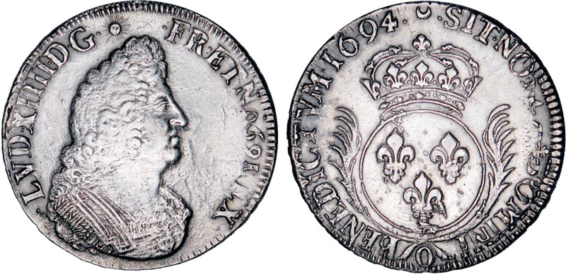 LOUIS XIV le Grand (1643-1715)
Écu aux palmes
1694 O - TTB 45 (TTB++)
rf, Trè...