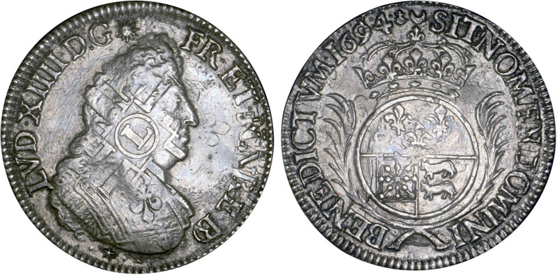 LOUIS XIV le Grand (1643-1715)
Ecu de Béarn aux palmes
1694 PAU - TTB 35 (TTB)...