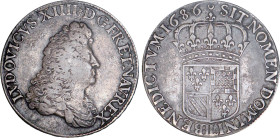 LOUIS XIV le Grand (1643-1715)
Écu de Flandre
1686 LL - TTB 40 (TTB+)
Très Rare !!
Très bel exemplaire homogène pour ce type rare et recherché.
A...