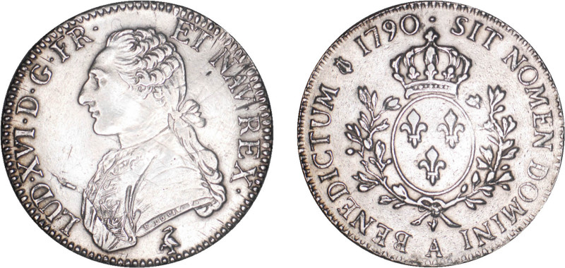 LOUIS XVI (1774-1792/93)
Écu aux branches d'olivier et au buste habillé
1790 A...