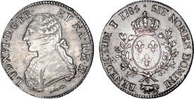 LOUIS XVI (1774-1792/93)
Écu aux branches d'olivier & au buste habillé de Pau
1784 PAU - TTB 45 (TTB++)
infime ajustage


DR 606a, D 1708, GR 35...