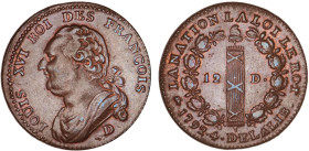 PÉRIODE RÉVOLUTIONNAIRE
12 DENIERS type "FRANÇOIS"
1792 D - SPL 60 (SUP+)
1er sem. - Cu.


G 15, R 34, KM# 600
LYON - CUIVRE - 11,86g
 -------...