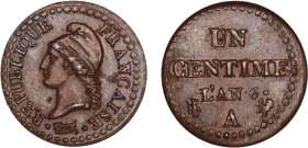 1 CENTIME
UN CENTIME type Dupré, directoire
AN 6 A - SUP 55 (SUP)
53p/50p, petit 6


G 76, F 100, KM# 646
PARIS - BRONZE - 
 -----------------...