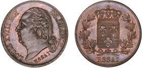 5 CENTIMES
5 CENTIMES (module de) Louis XVIII, type à l'écu - ESSAI (1821)
ND - SPL 62 (SUP++)
Tranche hachurée - Très Rare !!


G 135, KM# E5
...