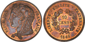 DÉCIME, 10 CENTIMES
10 CENTIMES, 2e concours de Gayrard
1848 - FDC 64 (FDC)
Bronze, R/: b - Rare !


G 228, KM# Pn43
 - BRONZE - 9,30g
 ------...
