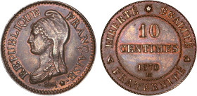 DÉCIME, 10 CENTIMES
10 CENTIMES, épreuve de Strasbourg, variété avec signature
1870 BB - SPL 61 (SUP+)
Très Rare !! - 1870 sur 1871


G 261v, VG...